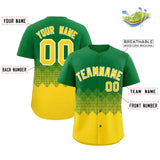 Custom Kelly Green Gold Grid Blur Pattern Authentic Baseball Jersey
