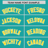 Custom Aqua Gold Grid Blur Pattern Authentic Baseball Jersey