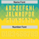 Custom Aqua Gold Grid Blur Pattern Authentic Baseball Jersey