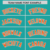 Custom Aqua Orange Grid Blur Pattern Authentic Baseball Jersey