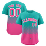 Custom Aqua Pink Grid Blur Pattern Authentic Baseball Jersey
