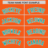 Custom Orange Aqua Grid Blur Pattern Authentic Baseball Jersey