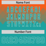 Custom Orange Aqua Grid Blur Pattern Authentic Baseball Jersey