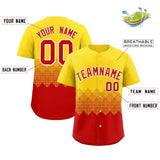 Custom Gold Red Grid Blur Pattern Authentic Baseball Jersey