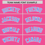 Custom Pink Light Blue Grid Blur Pattern Authentic Baseball Jersey
