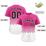 Custom Rose Red White Grid Blur Pattern Authentic Baseball Jersey