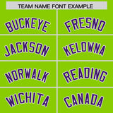 Custom Neon Green Purple Grid Blur Pattern Authentic Baseball Jersey