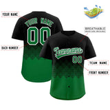 Custom Black Kelly Green Grid Blur Pattern Authentic Baseball Jersey