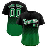Custom Black Kelly Green Grid Blur Pattern Authentic Baseball Jersey