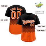 Custom Black Orange Grid Blur Pattern Authentic Baseball Jersey