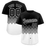 Custom Black White Grid Blur Pattern Authentic Baseball Jersey