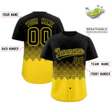 Custom Black Gold Grid Blur Pattern Authentic Baseball Jersey