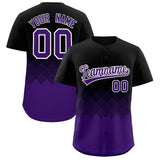 Custom Black Purple Grid Blur Pattern Authentic Baseball Jersey
