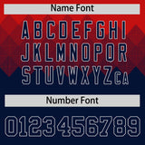 Custom Red Navy Grid Blur Pattern Authentic Baseball Jersey