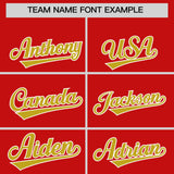 Custom Red Old Gold Grid Blur Pattern Authentic Baseball Jersey