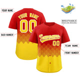 Custom Red Gold Grid Blur Pattern Authentic Baseball Jersey