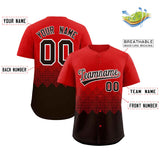 Custom Red Brown Grid Blur Pattern Authentic Baseball Jersey