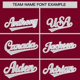 Custom Crimson Silver Grid Blur Pattern Authentic Baseball Jersey