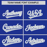 Custom Royal White Grid Blur Pattern Authentic Baseball Jersey