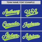 Custom Royal Neon Green Grid Blur Pattern Authentic Baseball Jersey
