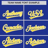 Custom Royal Gold Grid Blur Pattern Authentic Baseball Jersey