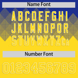 Custom Royal Gold Grid Blur Pattern Authentic Baseball Jersey