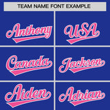 Custom Royal Pink Grid Blur Pattern Authentic Baseball Jersey