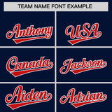 Custom Navy Red Grid Blur Pattern Authentic Baseball Jersey