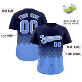 Custom Navy Powder Blue Grid Blur Pattern Authentic Baseball Jersey