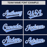 Custom Navy Powder Blue Grid Blur Pattern Authentic Baseball Jersey