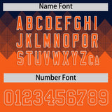 Custom Navy Orange Grid Blur Pattern Authentic Baseball Jersey