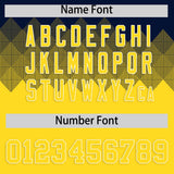 Custom Navy Gold Grid Blur Pattern Authentic Baseball Jersey