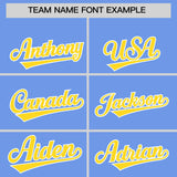 Custom Light Blue Gold Grid Blur Pattern Authentic Baseball Jersey