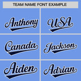 Custom Light Blue Navy Grid Blur Pattern Authentic Baseball Jersey
