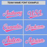 Custom Light Blue Pink Grid Blur Pattern Authentic Baseball Jersey