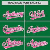Custom Kelly Green Pink Grid Blur Pattern Authentic Baseball Jersey