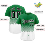Custom Kelly Green White Grid Blur Pattern Authentic Baseball Jersey