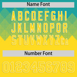 Custom Aqua Gold Grid Blur Pattern Authentic Baseball Jersey