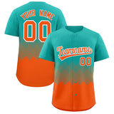 Custom Aqua Orange Grid Blur Pattern Authentic Baseball Jersey