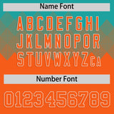 Custom Aqua Orange Grid Blur Pattern Authentic Baseball Jersey