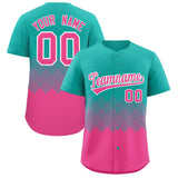Custom Aqua Pink Grid Blur Pattern Authentic Baseball Jersey