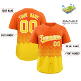 Custom Orange Gold Grid Blur Pattern Authentic Baseball Jersey