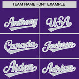Custom Purple Silver Grid Blur Pattern Authentic Baseball Jersey