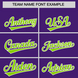 Custom Purple Neon Green Grid Blur Pattern Authentic Baseball Jersey