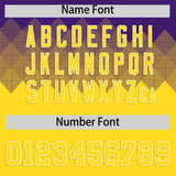 Custom Purple Gold Grid Blur Pattern Authentic Baseball Jersey