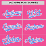 Custom Pink Light Blue Grid Blur Pattern Authentic Baseball Jersey