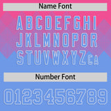 Custom Pink Light Blue Grid Blur Pattern Authentic Baseball Jersey