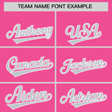 Custom Pink Silver Grid Blur Pattern Authentic Baseball Jersey