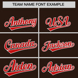 Custom Brown Red Grid Blur Pattern Authentic Baseball Jersey