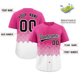 Custom Rose Red White Grid Blur Pattern Authentic Baseball Jersey